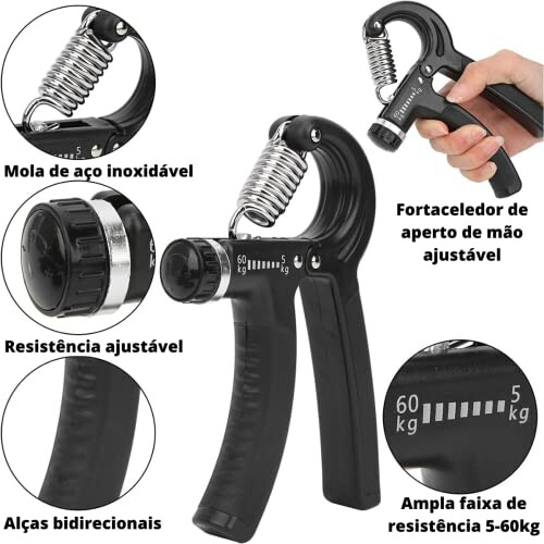 Various hand exercise tools including grip strengthener, stress ring, finger stretcher, and stress ball.