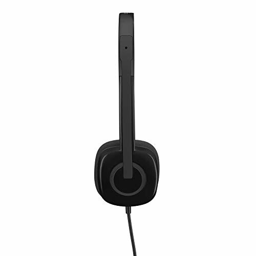 Side view of black wired headphones