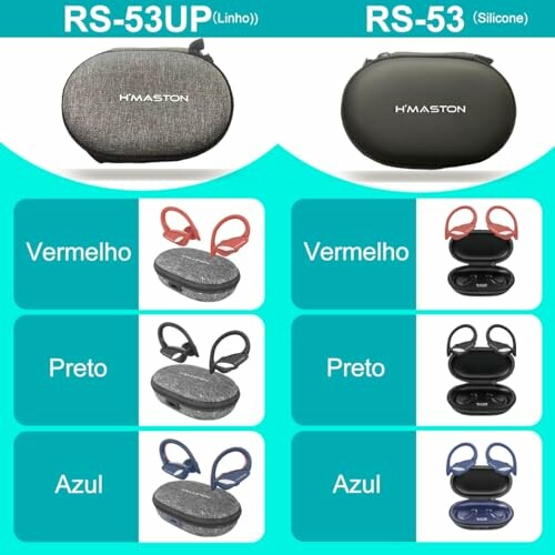 H'Maston RS-53UP and RS-53 headphone cases in different colors.