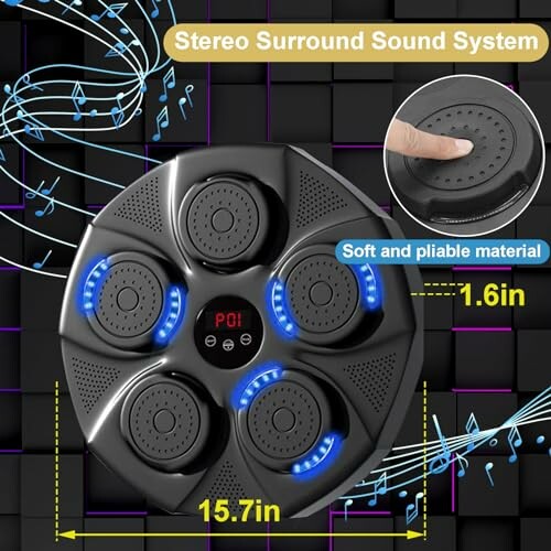 Stereo surround sound system with five speakers and soft material.