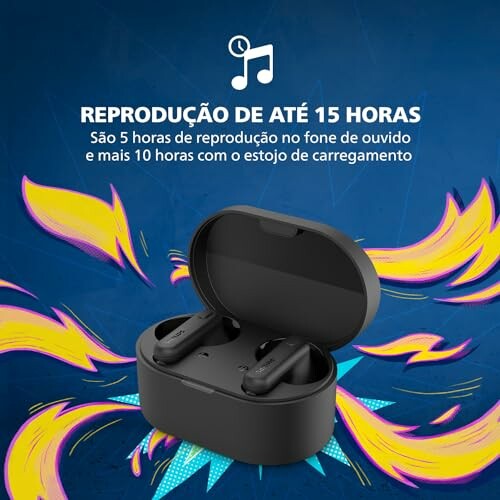 Wireless earbuds with 15-hour playtime and charging case