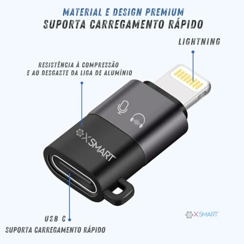 XSmart Lightning to USB-C adapter with fast charging support.